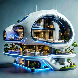 (futuristic:1.11) Smart Home With Large, Futuristic