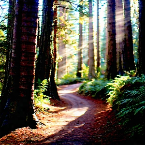 Nature Tilt-shift Photography: Path Through Redwood (forest:1.1) With Forest Path