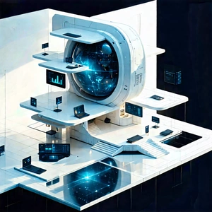 Futuristic Digital Workspace With Image