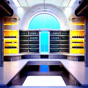 Tech 3d Render: Futuristic Research Laboratory With Image, There