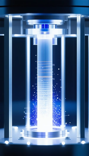 A Large, Blue, And White Light Display That Appears To Be A Light Sculpture Or A Light Show