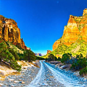 Nature Landscape Photography: Clear (sky:1.48) Over Canyon Floor With Scenic Mountain
