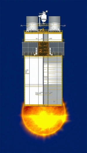 A Large, White Spacecraft With A Yellow Flame On The Side