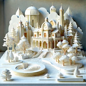 Abstract Food Photography: Paper Construction With Transparency With Model City