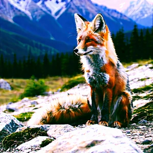 Nature Macro Photography: Fox In Mountain Terrain With Sitting Rocky