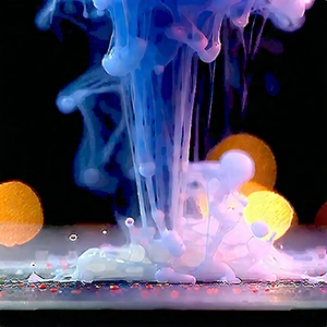 Abstract Polaroid Style: Macro View Of Chemical Reaction With Colorful, Swirling