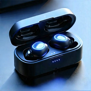Wireless Earbuds With Glowing Screen With Black Case