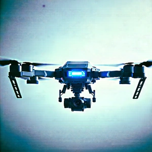 Drone With Glowing Screen With Black Blue