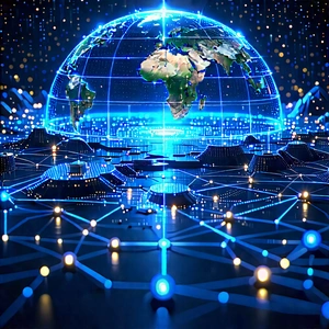 Blockchain Network Visualization With Blue White