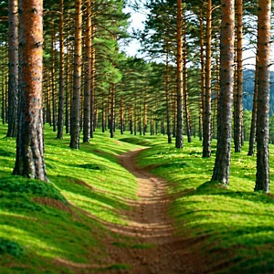 Nature Hdr Photography: Path Through Pine (forest:1.21) With Lush Green