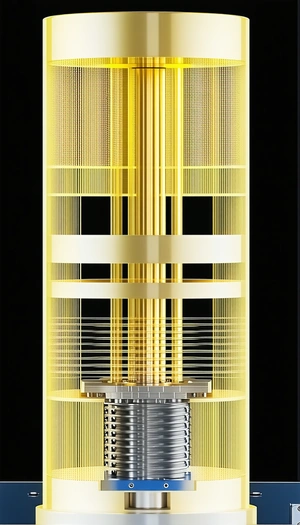 A Large, Yellow, Metallic Structure Is The Focal Point Of The Image