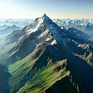 Nature 3d Render: Aerial View Of Mountain Range With Majestic Mountain