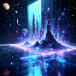 Futuristic Digital Workspace With Futuristic Scene,