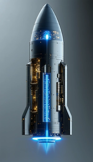 A Large, Futuristic Spacecraft Is Shown In A Close-up View