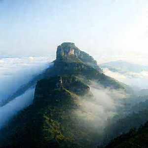 Nature Landscape Photography: Mist Over (mountain:1.11) Peak With Mountain Large