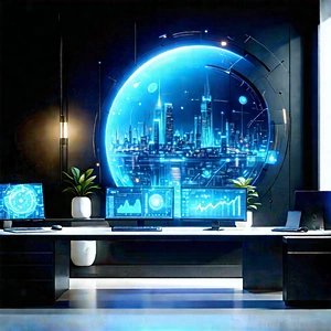 Futuristic Tech Startup Office With Image, There