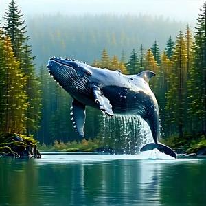Nature Stock Photography: Whale In Forest Environment With Large Blue