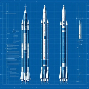 A Blue Spacecraft With Three Different Sections, Each With A Unique Design