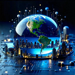 (digital:1.27) Transformation Visualization With Large, Blue,
