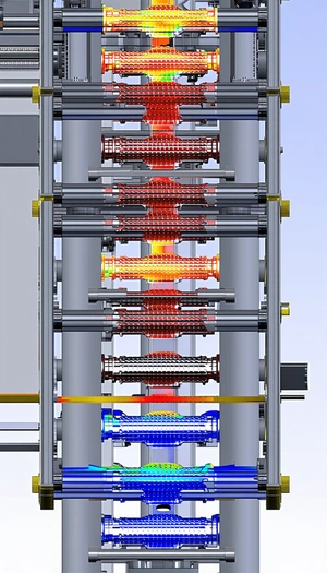 A Large, Multi-colored Machine With A Series Of Red, Blue, And Yellow Lights