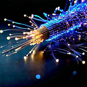 Close-up Of Fiber Optic Cables With Close-up Blue