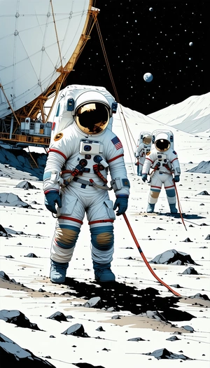 In The Image, There Are Three Astronauts Standing On The Moon