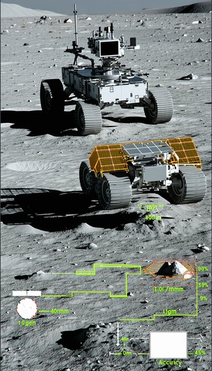 Two Large Robotic Vehicles, Likely Rovers, Parked On A Rocky Surface