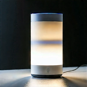 Smart Home Device With Glowing Screen With White Blue