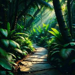 Nature Professional Photography: Path Through Tropical Jungle With Serene Forest