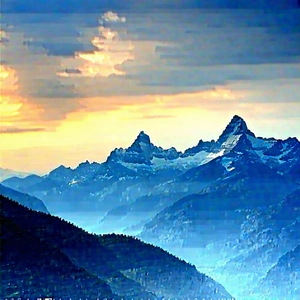 Nature Blueprint Style: (mountain:1.28) range during sunrise