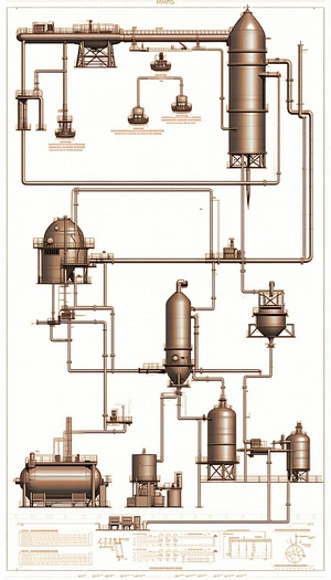 detailed drawing large industrial plant