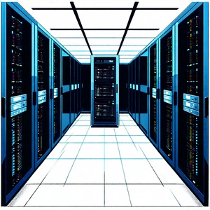 Tech Woodcut Print: (futuristic:1.42) Server Room With Image, There