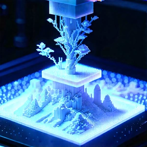 3d Printer With Holographic Projection With Blue White