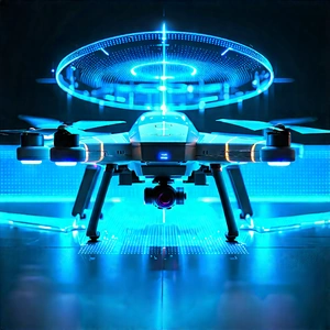 Drone With Holographic Display With Blue White
