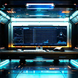 (futuristic:1.37) Tech Startup Office With Computer Desk