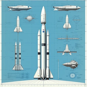 A Blue And White Illustration Of A Space Shuttle Is Shown In A Diagram