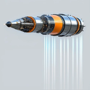 A Large, Futuristic Spacecraft Is Shown In A White