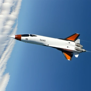 A White Fighter Jet Is Flying Through A Blue Sky