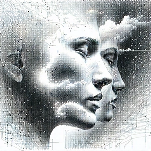 Abstract Charcoal Drawing: Conceptual representation of consciousness