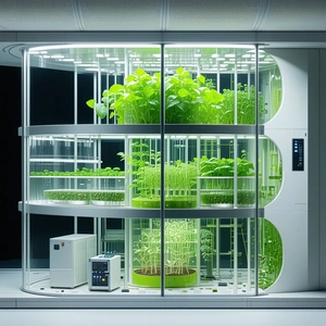 A Large, Round, Glass-walled Room Filled With Various Plants