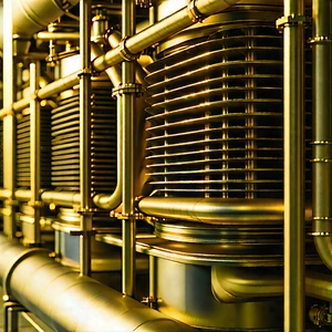 Close-up Of Cooling System With Large, Shiny,