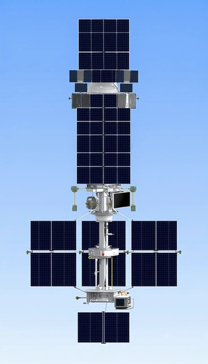 A Large Spacecraft With A Solar Panel On Top