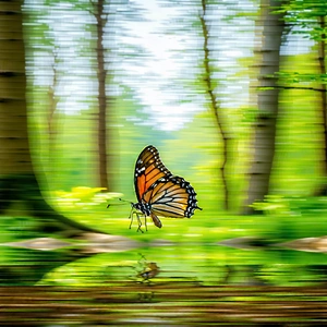 Nature Stock Photography: Butterfly In Forest Environment With Butterfly Flying