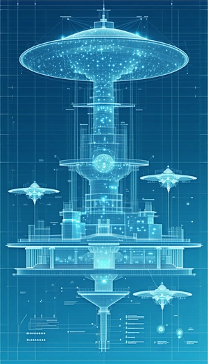 In The Image, There Is A Futuristic Building With A Large Central Tower