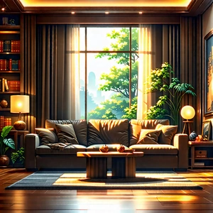 Lifestyle Vector Art: Cozy Living Room With Warm Lighting With Cozy Living