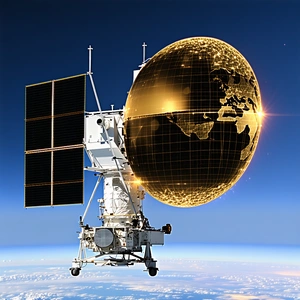 A Spacecraft Is Shown In The Image, With A Large Globe On Top Of It