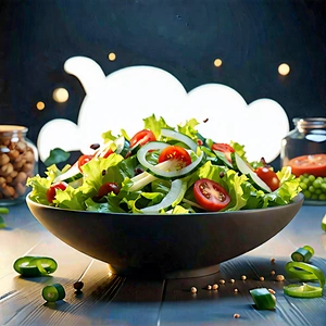 Lifestyle Digital Illustration: Fresh Salad Prepared With Artistic Presentation With Large Bowl