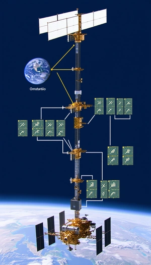 A Large Satellite Is Shown In The Image, With A Large Antenna On Top Of It