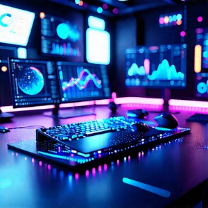 (futuristic:1.19) Digital Workspace With Image, There