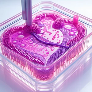 A Heart-shaped Container Filled With A Pink Substance, Possibly A Gel Or A Liquid